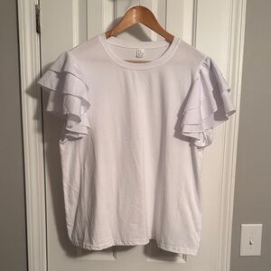 Elegant White Ruffle Sleeve Top